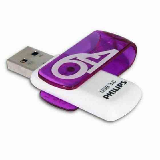 Флеш накопитель 64gb Philips Vivid3.0 64gb, Usb 3.0 фиолетовый (Fm64fd00b/97) (арт-6331) Макеевка