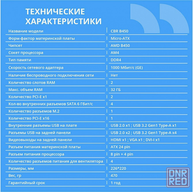 Материнская плата Cbr Mb-Arb450-Blk Micro-Atx (арт-7566) Макеевка - изображение 2