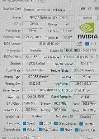 Видеокарта GTX 1070t Донецк