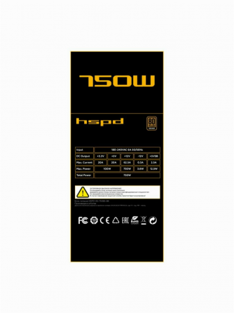 Блок питания для компьютера Hspd Hsi-750bs-Bk, 750w 80+ Bronze (арт-5088) Донецк