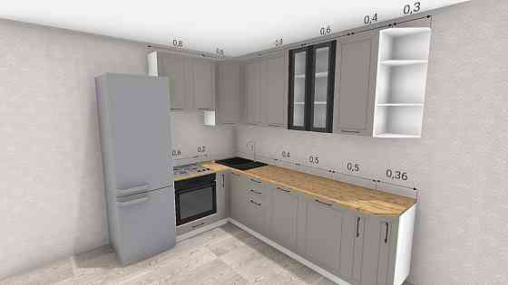 Угловая кухня "Кёльн" 1,4*2,76м в цвете софт карамель Макеевка