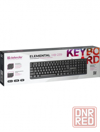 Клавиатура проводная Defender Elemental Hb-239 Black (Ru, черн,104 кнопки+Fn,1.8м) (45239) (арт-4264 Донецк - изображение 2