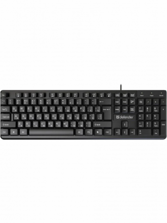 Клавиатура проводная Defender Elemental Hb-239 Black (Ru, черн,104 кнопки+Fn,1.8м) (45239) (арт-9731 Макеевка