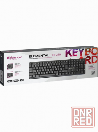 Клавиатура проводная Defender Elemental Hb-239 Black (Ru, черн,104 кнопки+Fn,1.8м) (45239) (арт-9731 Макеевка - изображение 2
