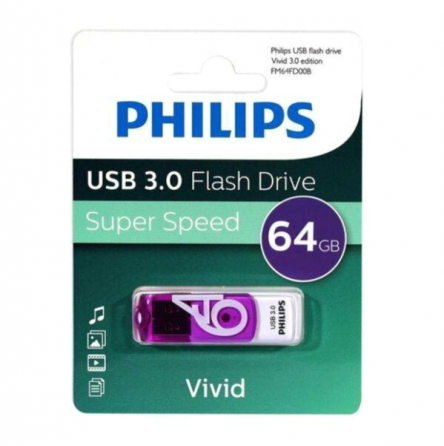 Флеш накопитель 64gb Philips Vivid3.0 64gb, Usb 3.0 фиолетовый (Fm64fd00b/97) (арт-9752) Донецк