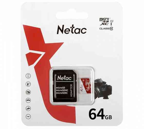 Карта памяти Netac P500 Eco, Microsdxc, 64 гб, Class 10, Uhs-I U1, адаптер на Sd (Nt02p500eco-064g-R Макеевка