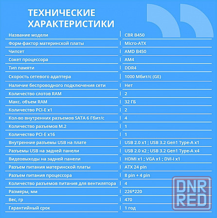 Материнская плата Cbr Mb-Arb450-Blk Micro-Atx (арт-7570) Донецк - изображение 2