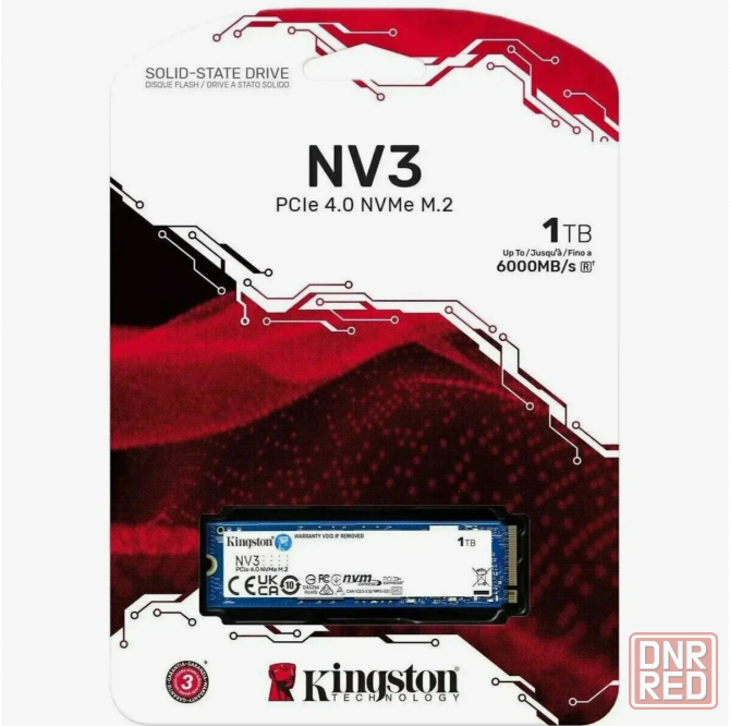 Твердотельный накопитель Ssd Kingston Nv3 1тб (Snv3s/1000g) M.2(22x80mm), Nvme, Pcie 4.0 X4, 3d Tlc Донецк - изображение 1