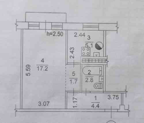 Продается 1 к кв Калининский рынок 4/5 Донецк