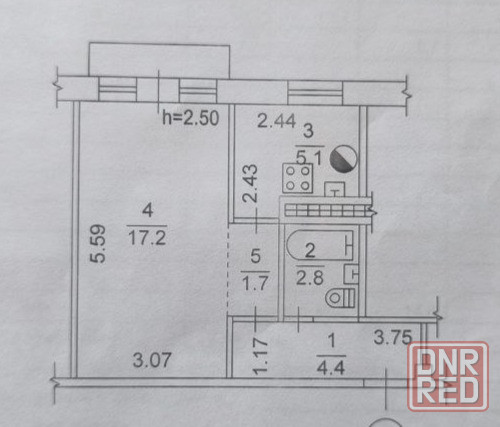 Продается 1 к кв Калининский рынок 4/5 Донецк - изображение 3