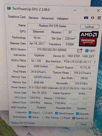 Видеокарта Gigabyte RX570 4Gb Макеевка