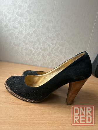 Туфли черные замшевые блестящие Донецк - изображение 3