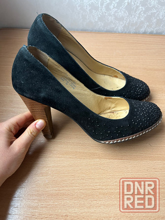 Туфли черные замшевые блестящие Донецк - изображение 4