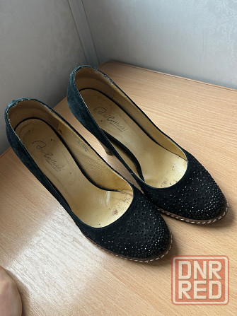 Туфли черные замшевые блестящие Донецк - изображение 2