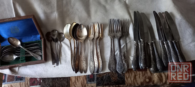 Вилки и ножи обеденные большие мельхиор ссср 12шт Донецк - изображение 1