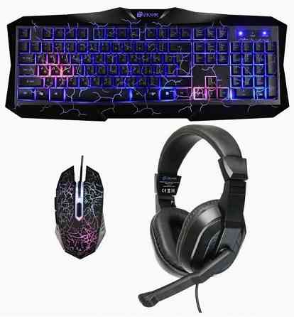 Игровой комплект Oklick Hs-Hkm100g черный 2.2м мониторы оголовье Hs-Hkm100g (арт-5381) Донецк