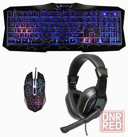 Игровой комплект Oklick Hs-Hkm100g черный 2.2м мониторы оголовье Hs-Hkm100g (арт-1755) Макеевка - изображение 1