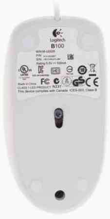 Мышь проводная Logitech B100 910-003360, 800dpi, белый (арт-3446) Донецк