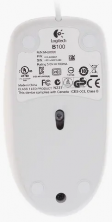 Мышь проводная Logitech B100 910-003360, 800dpi, белый (арт-7326) Макеевка