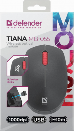 Мышь Defender Tiana Mb-055 1000dpi, черный (52055), беспроводная (арт-6720) Макеевка