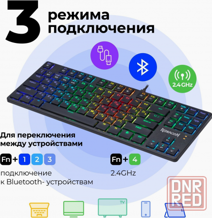 Беспроводная механическая клавиатура для компьютера Redragon Anubis Rgb (80%) (арт-7701) Макеевка - изображение 2