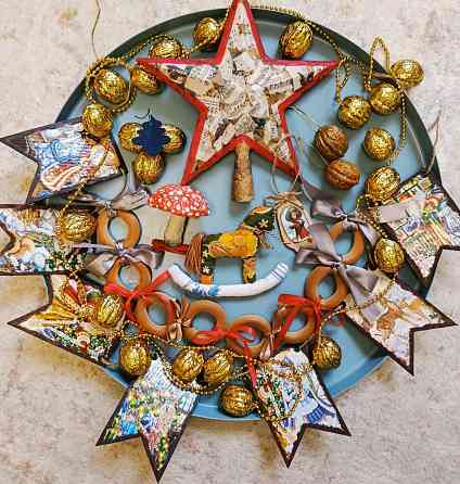 Гирлянда. Материалы для изготовления золотых орехов на ёлку Макеевка