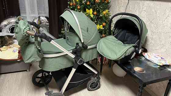Продам коляску 3 в 1 для новорожденных Luxmom A6 зеленая - трансформер, перекидная ручка, люлька, бл Донецк