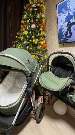 Продам коляску 3 в 1 для новорожденных Luxmom A6 зеленая - трансформер, перекидная ручка, люлька, бл Донецк