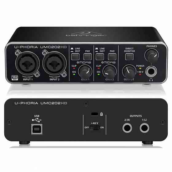 Звуковая карта Behringer UMC202HD U-PHORIA, студийная, аудиоинтерфейс Донецк