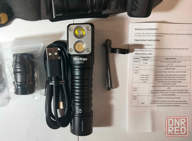 Профессиональный фонарик Wurkkos HD15 (2в1 налобный и ручной) Донецк - изображение 2