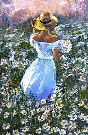 Купить картину маслом на холсте "Ромашковое поле" Скидка !!! к 8 марта 15% от указанной суммы! Донецк