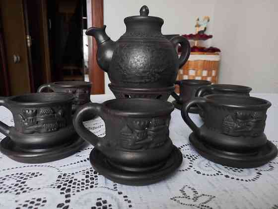 Чайный сервиз из чёрной глины с подогревом, 6 персон Донецк