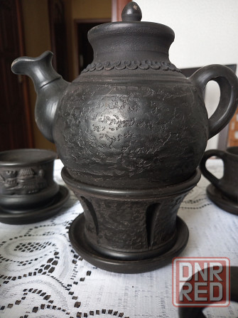 Чайный сервиз из чёрной глины с подогревом, 6 персон Донецк - изображение 1