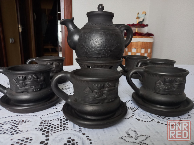 Чайный сервиз из чёрной глины с подогревом, 6 персон Донецк - изображение 2