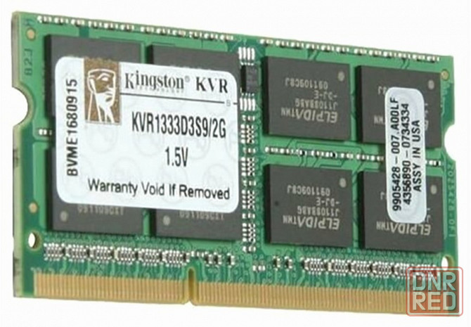 Оперативная память So-Dimm Ddr3l Kingston Valueram 2 гб (1.35v) 1333 мгц Cl9 (Kvr1333d3s9/2g) (арт-4 Донецк - изображение 1