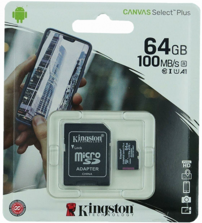 Карта памяти 64gb Kingston Sdcs2/64gb Microsdxc Class 10 Uhs-I, Sd Adapter (арт-7983) Макеевка