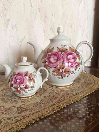 винтажный чайный набор из двух чайников, фарфор Донецк