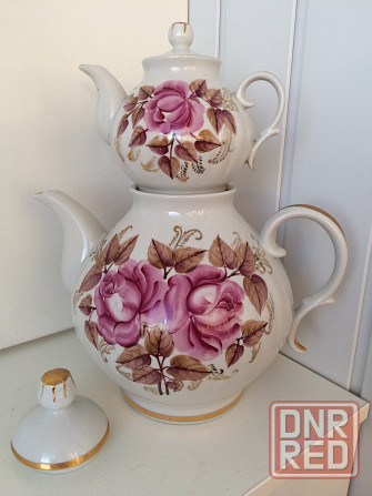 винтажный чайный набор из двух чайников, фарфор Донецк - изображение 2