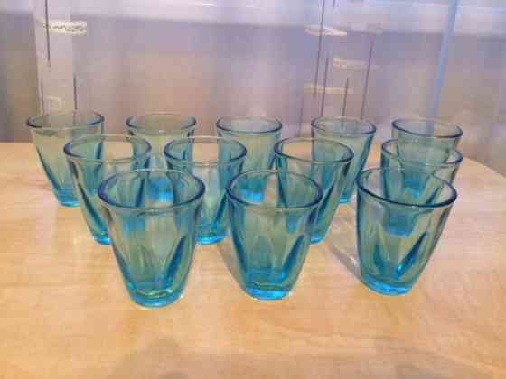 рюмки раритетные - голубое (купоросное) стекло набор 12 штук Донецк