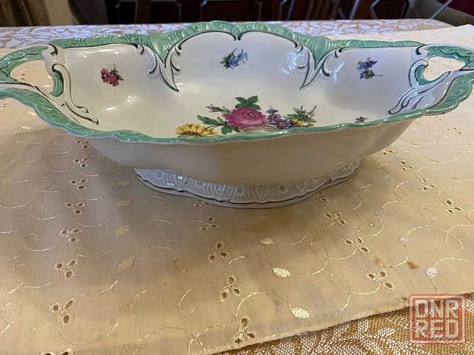 Антикварное фарфоровое блюдо на ножке, Германия, нач. XX века Донецк - изображение 3