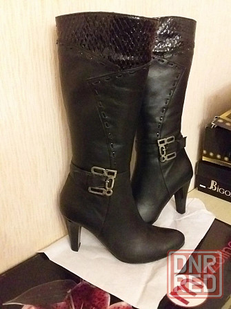 Сапоги женские новые натуральная кожа Турция / Mazzolino 37 размер / тел-3320070 (телеграмм) Донецк - изображение 1