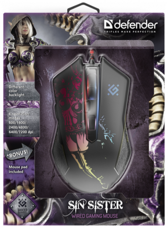 Мышь Defender Sin'Sister Gm-933, черный (52933) оптический, 7200 Dpi, Usb (арт-6645) Донецк