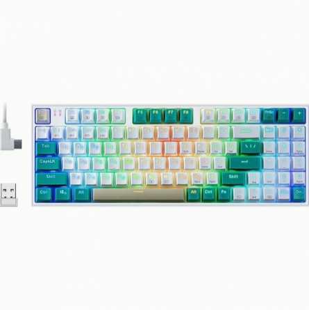 Игровая клавиатура Redragon Veigar Ru, Rgb, Bt+2.4g, бело-голубой, беспроводная (арт-8433) Донецк