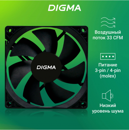 Вентилятор Digma Dfan-90 90х90x25 черный 3-Pin 4-Pin (Molex) Ret (арт-1858) Донецк