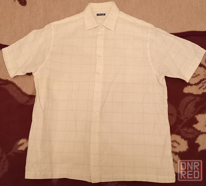 Рубашка мужская с коротким рукавом West Rock, б/у, светло-бежевая, размер L, норм. / хор. состояние Донецк - изображение 1