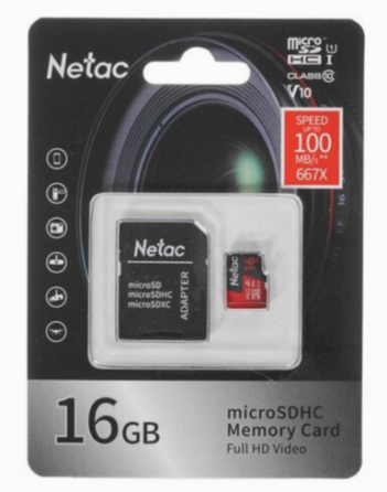 Карта памяти Netac P500 Pro Microsdhc 16gb сLass 10 Uhs-I 100mb/S + Adp (Nt02p500pro-016g-R) (арт-55 Макеевка