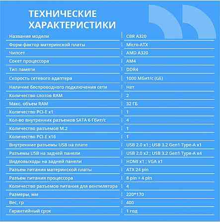 Материнская плата Cbr Mb-Ara320-Blk Micro-Atx (арт-8904) Донецк