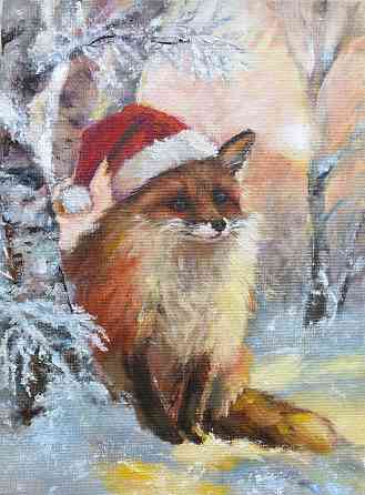 Купить картину маслом на холсте "Лисенок" живопись, смешные животные в одежде арт, Донецк