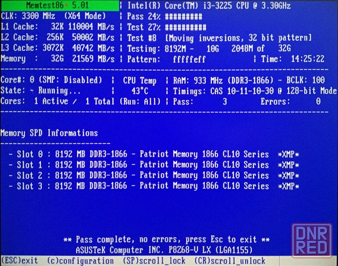 Patriot DDR3 32Gb 1866MHz CL10 (PC3-14900) - PV316G186C0K - Возможен обмен на 150шт нерабочей озу -- Донецк - изображение 3