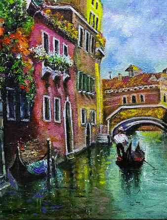 Купить картину маслом "Романтика Венеции", красивый пейзаж, заказать картину недорого Донецк